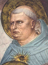 Thomas de Aquino in Crucifixione a Fra Angelico depicta